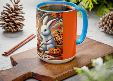 Halloween Rabbit’s Kabuki Jack-o’-Lanterns Colorful Mugs (11oz, 15oz)