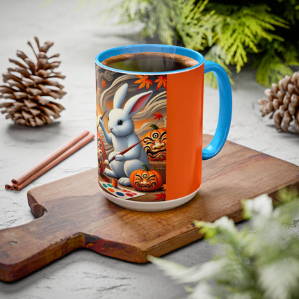 Halloween Rabbit’s Kabuki Jack-o’-Lanterns Colorful Mugs (11oz, 15oz)