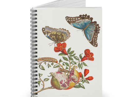 Blue Butterflies and Pomegranate Spiral Notebook - Ruled Line