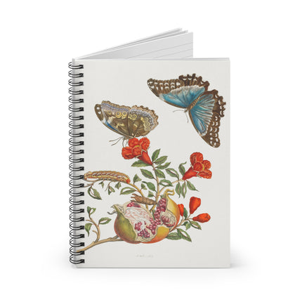 Blue Butterflies and Pomegranate Spiral Notebook - Ruled Line
