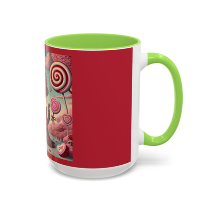 Whimsical Geisha Kitten in a Valentine Garden Colorful Mugs (11oz, 15oz)