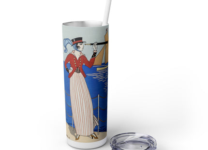 Costume de Yacht by George Barbier Skinny Tumbler with Straw, 20oz