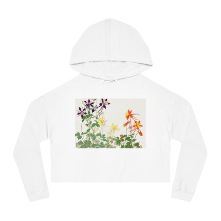 Aquilegia Flowers by Tanigami Kônan Women’s Cropped Hooded Sweatshirt