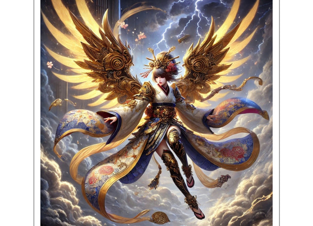 Valkyrie Descending Through Storm Kiss-Cut Stickers (4 Stickers)