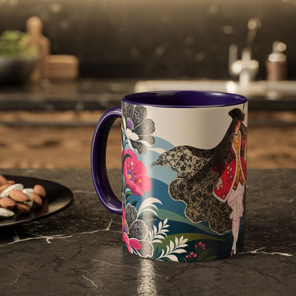 🌸🎀 The Pink Lace Garden Promenade Colorful Mug – Art Deco Fashion Elegance