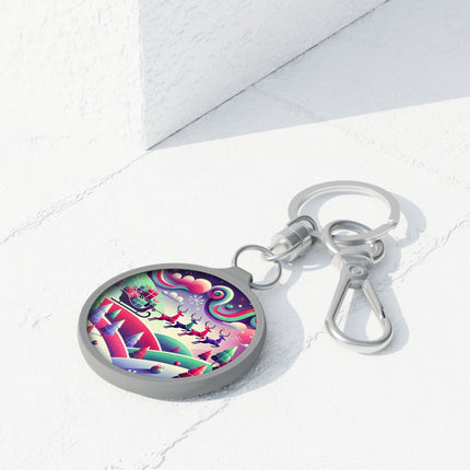 Festive Reindeer Flight Keyring Tag