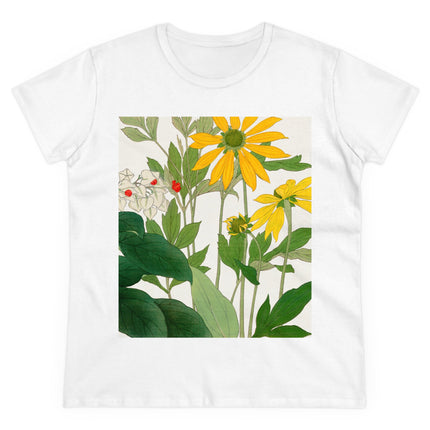 Clerodendrum & Rudbeckia Flower by Tanigami Kônan Women's Midweight Cotton Tee