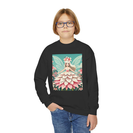 Lily Fairy in Bloom Youth Crewneck Sweatshirt – Grace, Renewal & Gentle Magic