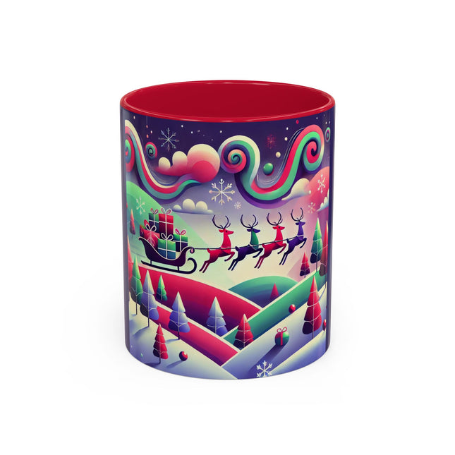 Festive Reindeer Flight Colorful Mugs (11oz, 15oz)