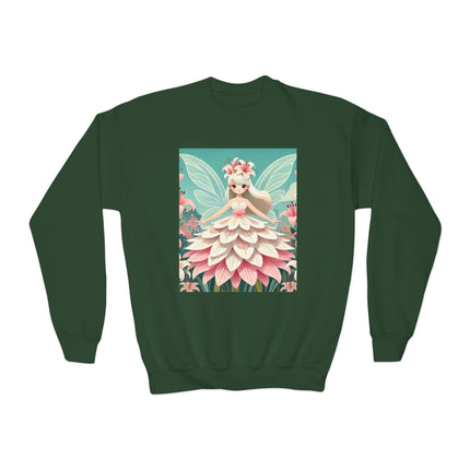 Lily Fairy in Bloom Youth Crewneck Sweatshirt – Grace, Renewal & Gentle Magic