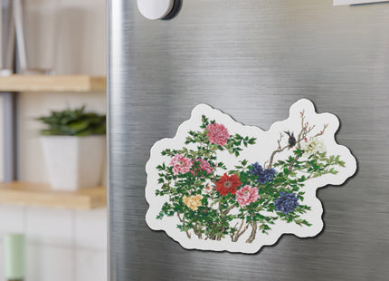 Peonies and Birds by Okamoto Shuki Die-Cut Magnets (5 Sizes)
