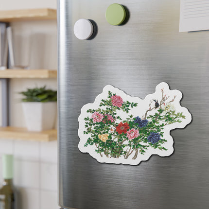 Peonies and Birds by Okamoto Shuki Die-Cut Magnets (5 Sizes)