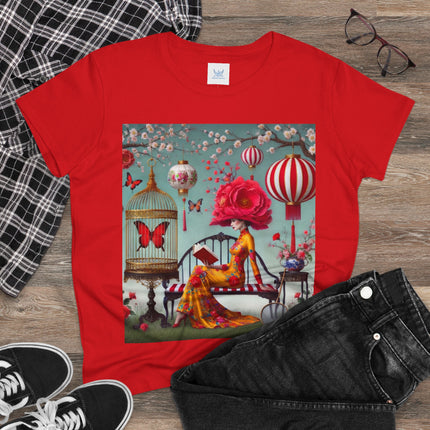 Reading In A Painted Garden Cotton Tee
