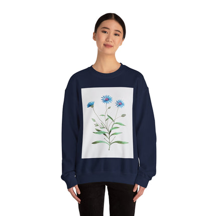 Blue Strawflower by Anselmus Boëtius de Boodt Heavy Blend™ Crewneck Sweatshirt