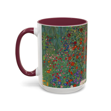 Farm Garden with Sunflowers by Gustav Klimt Colorful Mugs (11oz, 15oz)