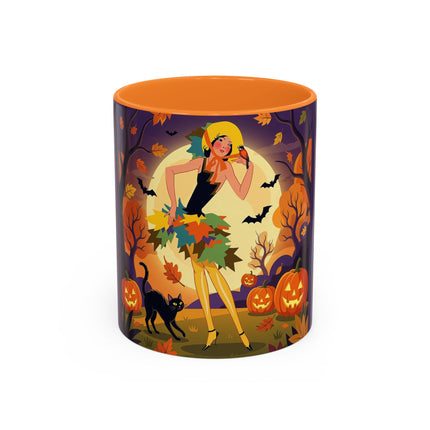 🌕🍂 Autumn Song Beneath The Harvest Moon Colorful Mug – Whimsical Halloween Charm