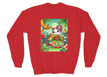 Parrot Dance of the Geisha Kitten Youth Crewneck Sweatshirt