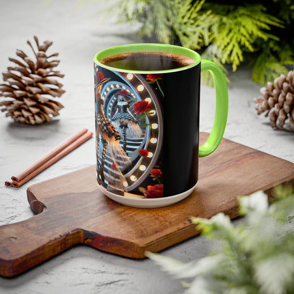 Halloween Witch Through the Mirror Colorful Mugs (11oz, 15oz)