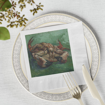 Crab on its Back by Vincent Van Gogh White Coined Napkins