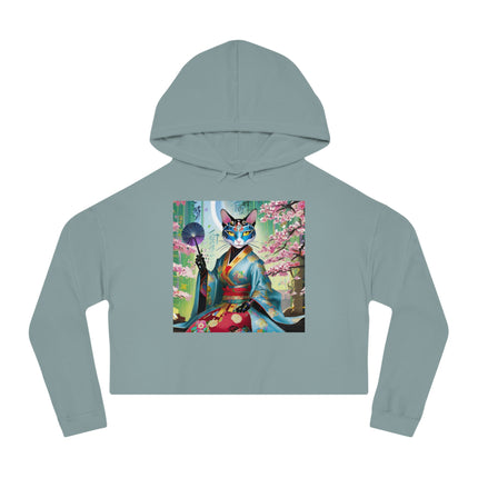 Cyberpunk Geisha Cropped Hooded Sweatshirt