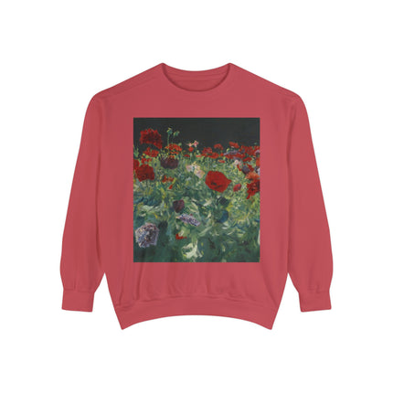 Poppies (A Study of Poppies for Carnation, Lily, Lily, Rose) by John Singer Sargent Unisex Garment-Dyed Sweatshirt