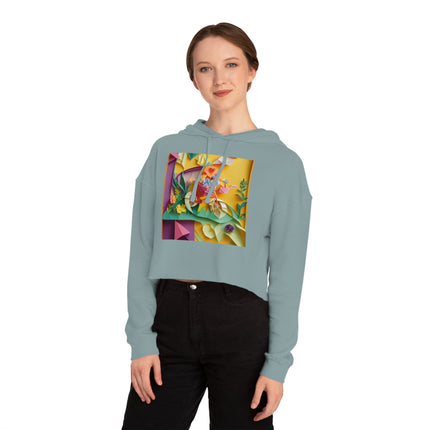 Origami Bicycle Women’s Cropped Hooded Sweatshirt