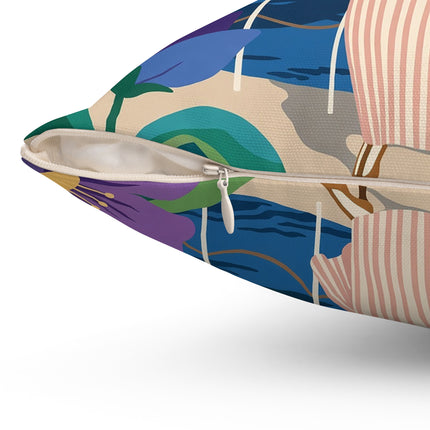 🌊🔭 The Lady Of The Seaside Lookout Square Pillow – Art Deco Nautical Adventure