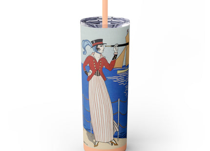 Costume de Yacht by George Barbier Skinny Tumbler with Straw, 20oz