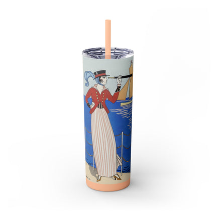 Costume de Yacht by George Barbier Skinny Tumbler with Straw, 20oz
