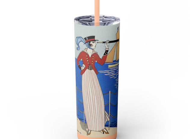 Costume de Yacht by George Barbier Skinny Tumbler with Straw, 20oz