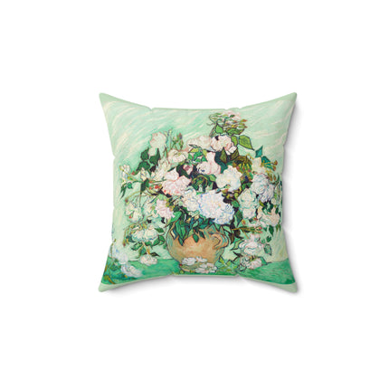Roses by Vincent Van Gogh Spun Polyester Square Pillow