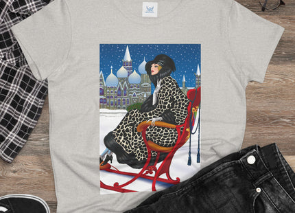 Elegant Winter Woman in Sleigh Women's Midweight Cotton Tee