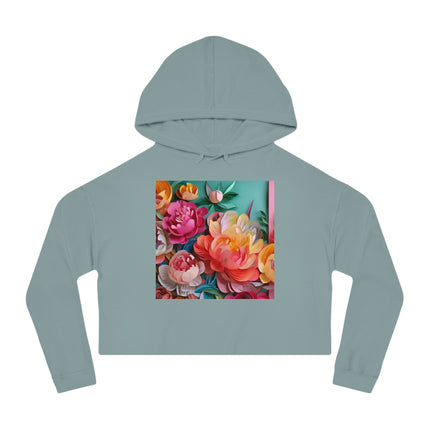 Peonies in Full Bloom Women’s Cropped Hooded Sweatshirt