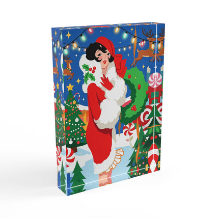 🦌🍬 The Lady Of The Peppermint Christmas Garden Acrylic Art Block – Colorful Art Deco Holiday Fantasy