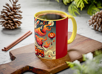 Jack-O’-Lantern Drums & The Kabuki Rabbit Colorful Mugs (11oz, 15oz)