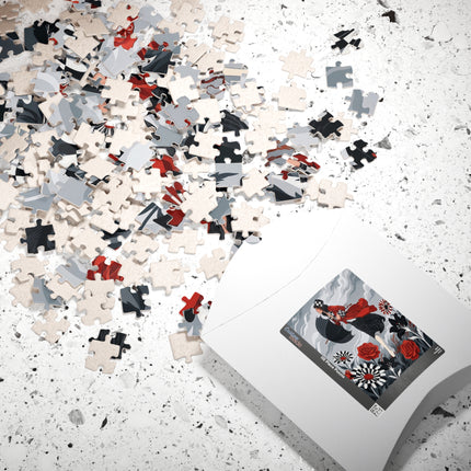 🌹☂️ The Lady In The Storm Puzzle – Art Deco Floral Drama