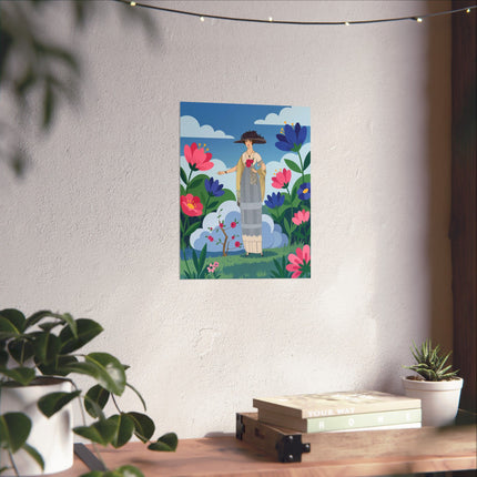 🌹🌤️ The Lady Of The Rose Garden Promenade Matte Vertical Poster – Art Deco Fashion Illustration