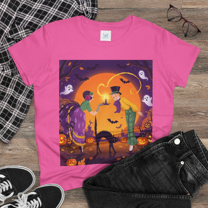 🎃🕯️ The Midnight Halloween Greeting Cotton Tee – Vintage Halloween Charm
