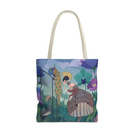 🦚🌸 The Lady Of The Peacock Garden Tote Bag – Art Deco Floral Fantasy