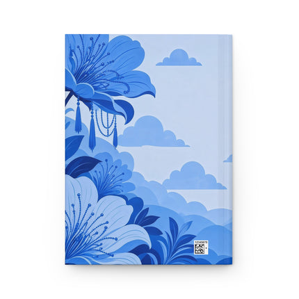 💙🌸 The Lady Of The Sapphire Blossom Garden Hardcover Journal – Art Deco Blue Floral Fantasy