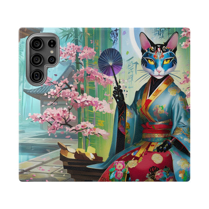 🌸✨ Cyberpunk Geisha Flip Case – Neon Elegance & Futuristic Grace
