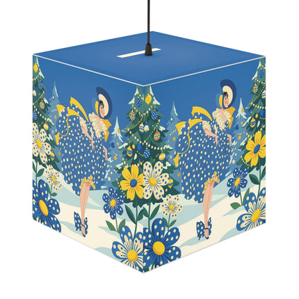 💙🌼 The Bluebell Christmas Promenade Light Cube Lamp – Art Deco Holiday Fantasy