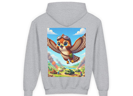 Red-Tailed Hawk in Battle Youth Heavy Blend Hooded Sweatshirt