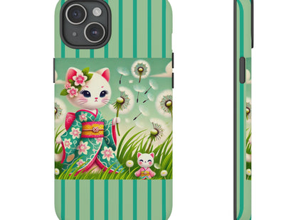 Geisha Kitten and the Dandelion Phone Cases