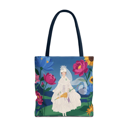 🌸👑 The Lady Of The Enchanted Flower Crown Tote Bag – Art Deco Garden Fantasy