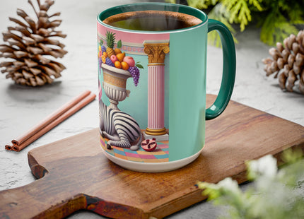 Still Life with Zebra, Fruit, and Pink Columns Colorful Mugs (11oz, 15oz)
