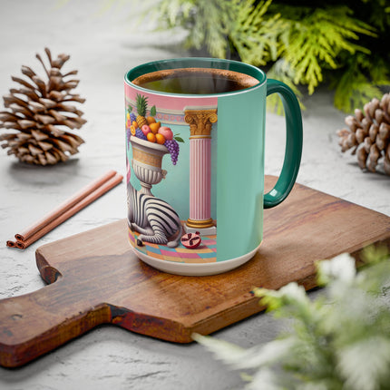 Still Life with Zebra, Fruit, and Pink Columns Colorful Mugs (11oz, 15oz)