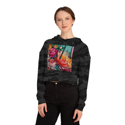 Peonies in Full Bloom Women’s Cropped Hooded Sweatshirt
