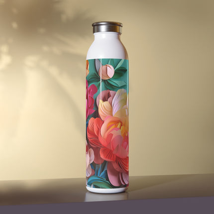 Peonies in Full Bloom Slim Water Bottle