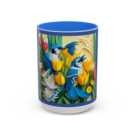 Blue Jays in a Spring Garden Colorful Mugs (11oz, 15oz)